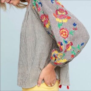 Anthropologie Embroidered Soleil Top